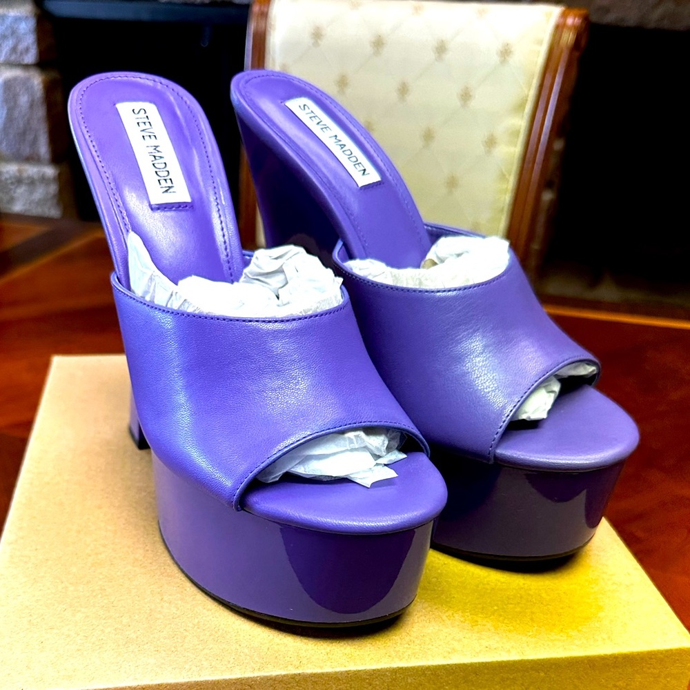 Steve Madden “Bristol” cute purple platform mules NIB US 8.5
